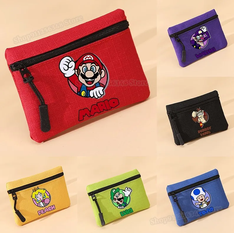 Super Marios Bros Coin Purse Kids ID Credit Card Holder Zipper Mini Pouch Kawaii Cartoon Print Key Storage Bag Wallet Organizer