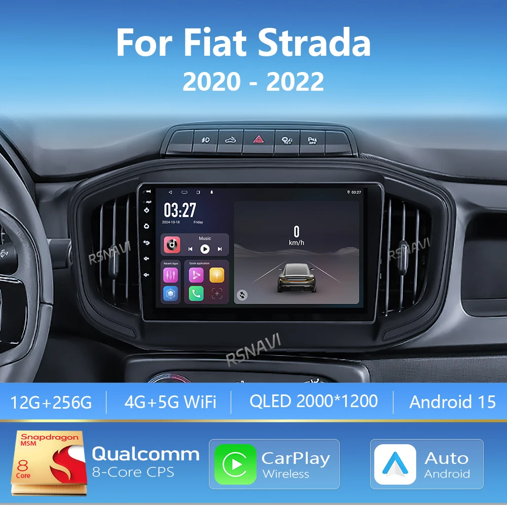 Radio Multimedia Android 16 con Carplay para Auto, para Fiat Strada 2020-2022 E53 X5 M5, Autoradio GPS Estéreo 2Din