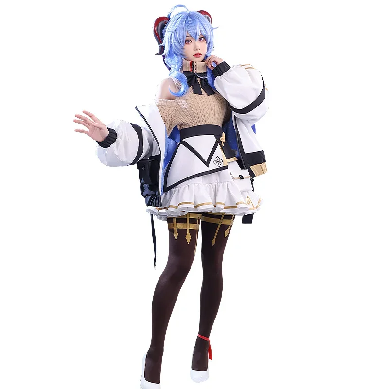 Anime! Genshin Impact Ganyu Game Suit Elegant Lovely Uniform Cosplay Costume Halloween Party Outfit Women Casual Clothing