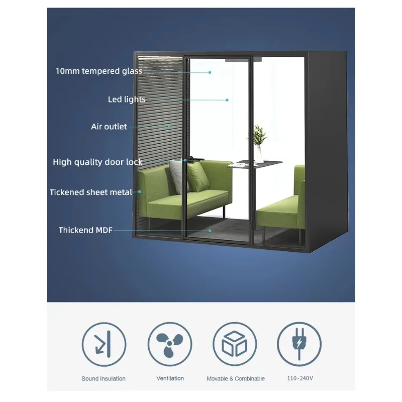 Prefabricated Indoor Silent Privacy Office Meeting Acoustic Booth Soundproof Vocal Phone Pod With Furnitures