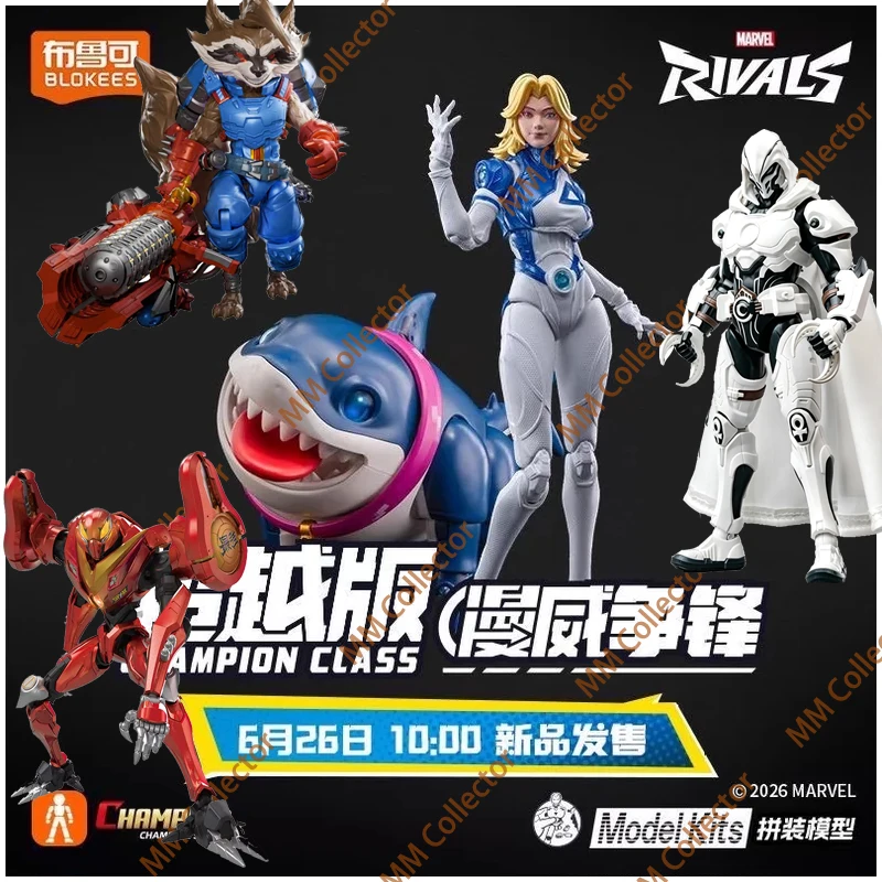 Original Blokees Marvel Rivals Champion Class - Invisible Woman & Jeff The Land Shark Model Kits Ornament Collect Toys Gifts