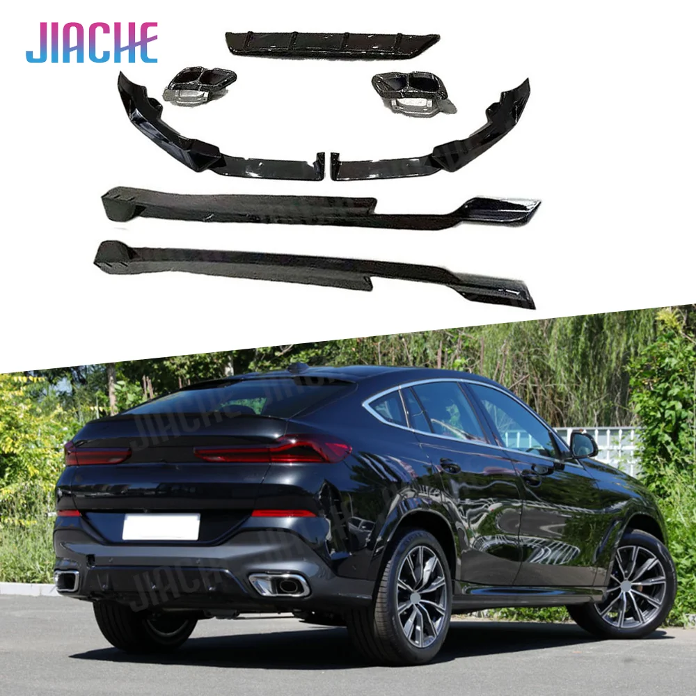 

1 Set ABS Bodykits Front Lip Rear Bumper Diffuser Side Skirts Exhaust For BMW X6 G06 LCI Sport 2023+ Car Front Chin Spoiler