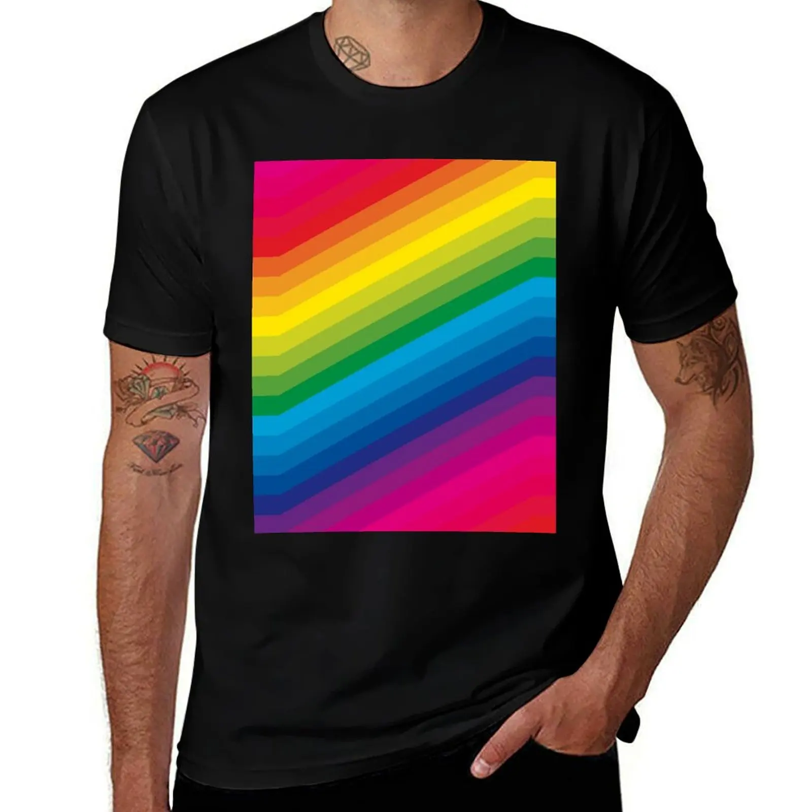 

Rainbow T-Shirt customs anime stuff blacks T-shirts oversize men clothes