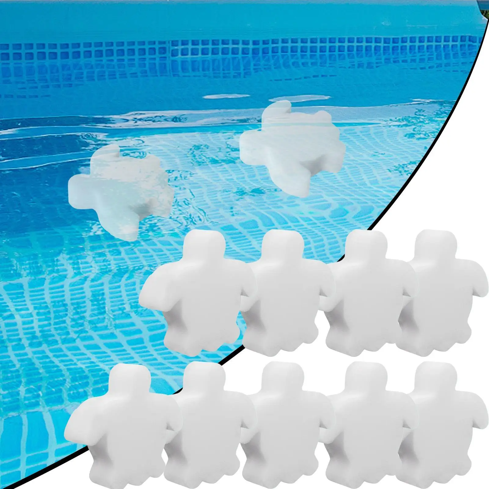 

10pcs Oil Absorbing Sponge Reusable Swimming Pool Filter Grime Scum Cleaning Tools For Hot Tub And Swimming Pool