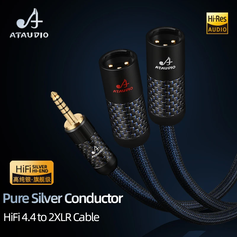 For ATAUDIO HiFi 4.4mm Dual XLR Carbon Fiber Pure Copper Audio Video Cable Gold-Plated Plug For Microphone Headphone Speaker