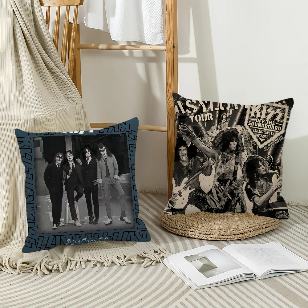 Band K-Kiss Pillow Case Home  Cushion Cover Suitable For Office Sofa Car Suitable For All Seasons