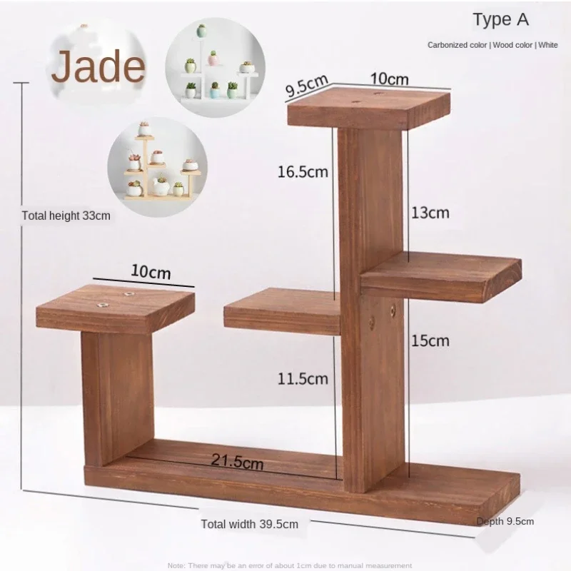 Decorative Indoor Wood Plant Stand Multi-layer Solid Wood Desktop Flower Display Stand Small Green Plant Rack