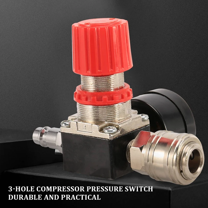 1/4Inch Pressure Regulator Air Compressor Pressure Regulator Reduction Valve 3 Holes Control Valve 12 Bar Connection-A23R - view 4