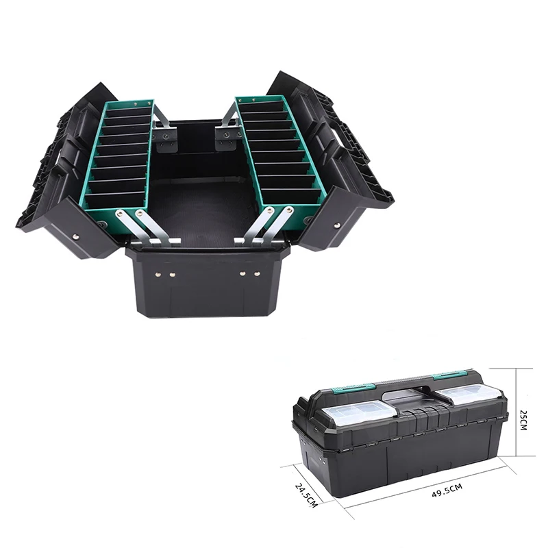 Large Size Hardware Toolbox, Household Portable Multifunctional Folding Car Maintenance Plastic Tool Box