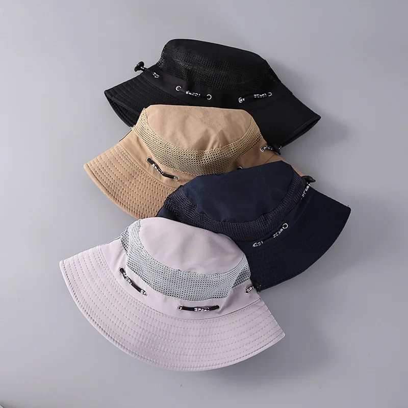 1pc Breathable Mesh Bucket Hat Hollow Sun Visor Cap for Men Spring Summer Mountaineering Outdoor Casual Daily Street Wear