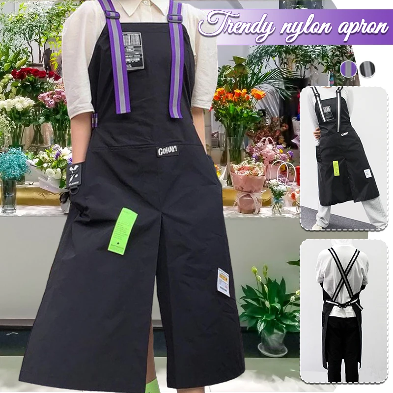 

Fashion Work Aprons Waterproof Oil Resistant Bibs Florist Coffee Hairdresser Chef Nail Salon Unisex Pockets Apron Adjustable