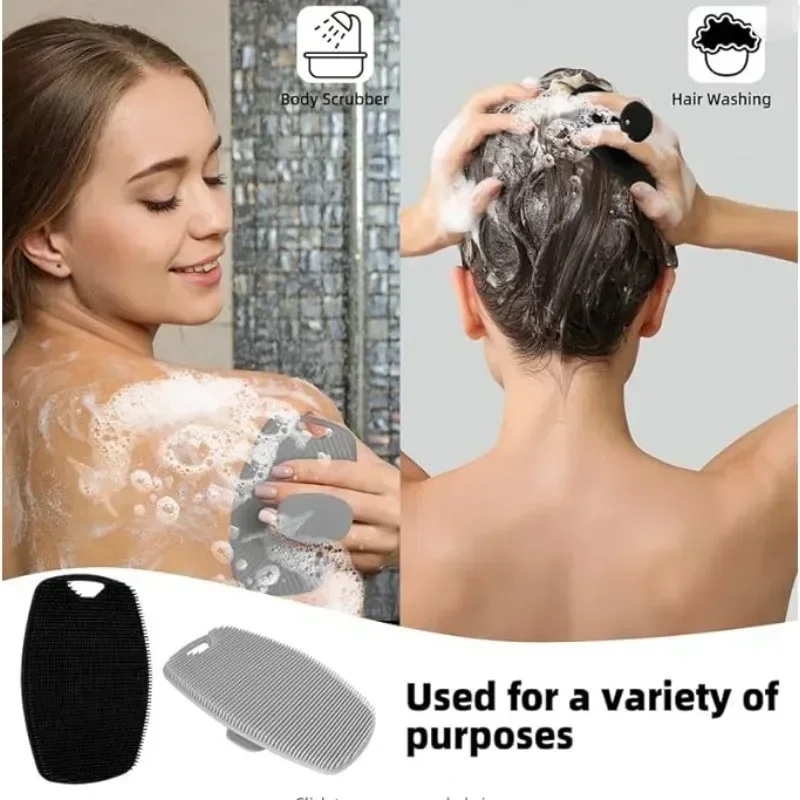 Handheld Silicone Body Scrubber, Escova De Banho Esfoliante, Escova De Limpeza De Chuveiro, Massageador De Volta, Limpador De Pele, Acessórios Do