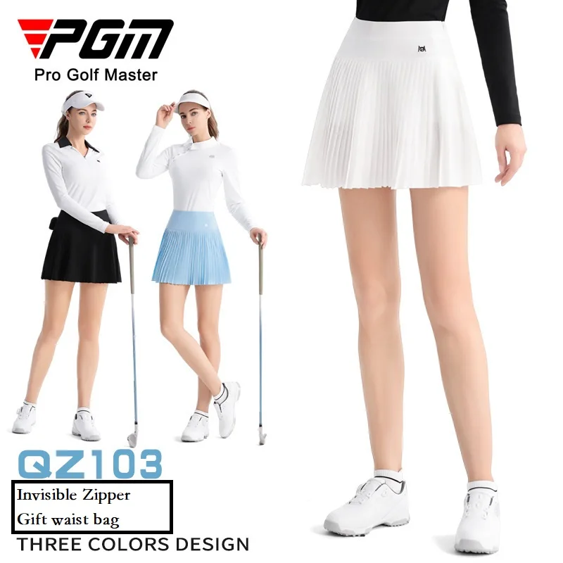 Pgm Lady Golf Pleated Skirt High Waist All-Matching Sports Skorts Women Anti-Exposure Golf Skirt Fashion Culottes with Small Bag