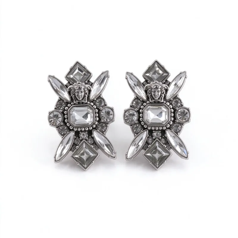 Classic Greca Frame Portrait Stud Earrings, Retro Metal Statement Ear Studs, Hypoallergenic Nickel Free Ear Jewelry, Luxury Temperament Accessories for Women Daily Wear & Festival Gifting