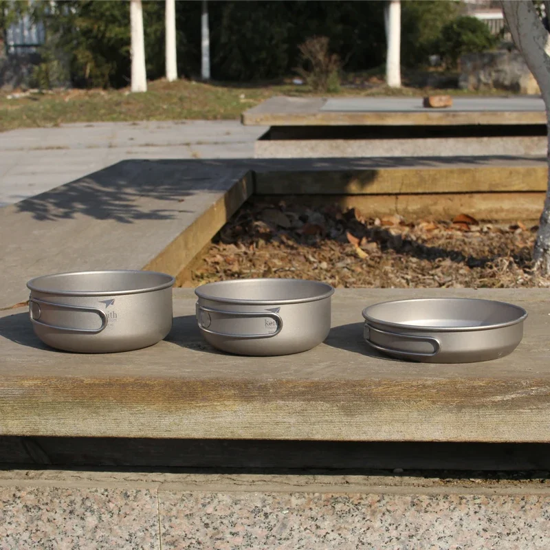

Keith 3 шт. титановая посуда, сковороды, миски, набор со складной ручкой, наборы для приготовления пищи на открытом воздухе, для путешествий, охоты, кемпинга, набор для приготовления пищи Ti6053
