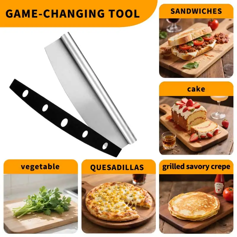 قاطعة البيتزا الفاخرة - شفرة حادة من الفولاذ المقاوم للصدأ ومقبض مريح. آمن للاستخدام في غسالة الأطباق للشرائح المثالية في كل مرة!