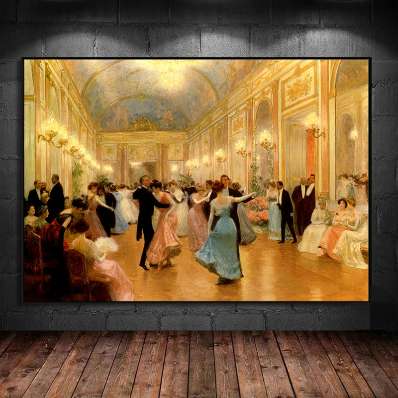 Elegant Evening Ball Dance Ballroom Dancing Art Poster France 1890 By Victor Gabriel Gilbert Canvas Painting for Room Home Decor