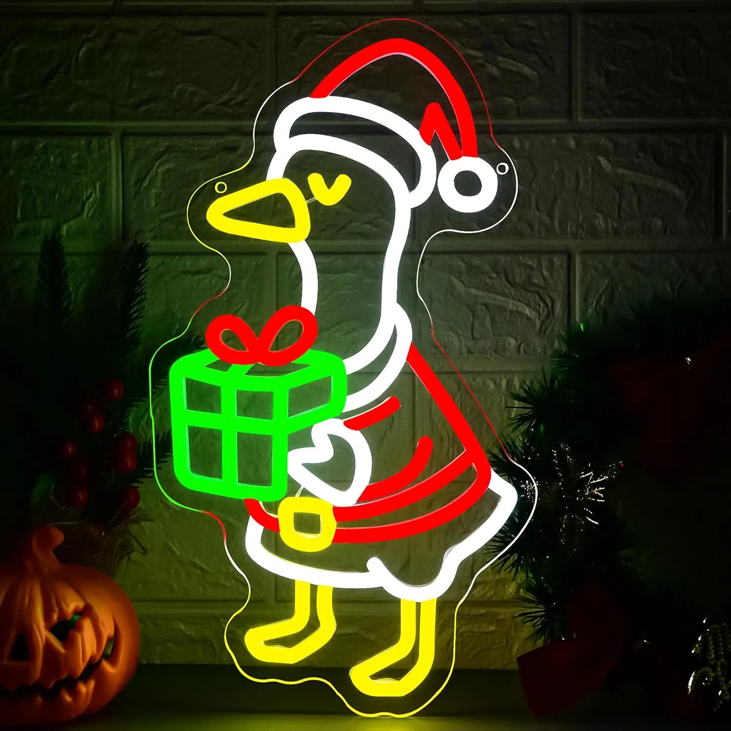 عيد الميلاد بطة ضوء النيون تسجيل USB عكس الضوء LED النيون تسجيل لغرفة النوم غرف معيشة نادي بار رجل كهف هدايا الحفلات جدار ديكور #1