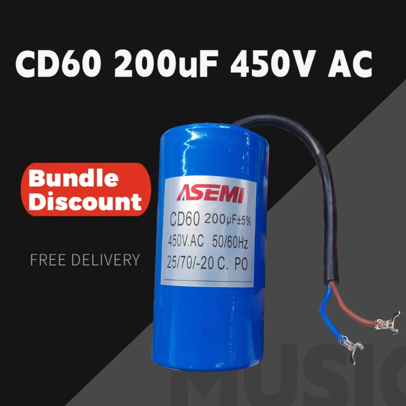 CD60 200 فائق التوهج 450 فولت محرك تيار متردد بدء مكثف لغسالة ضاغط الهواء مضخة المياه