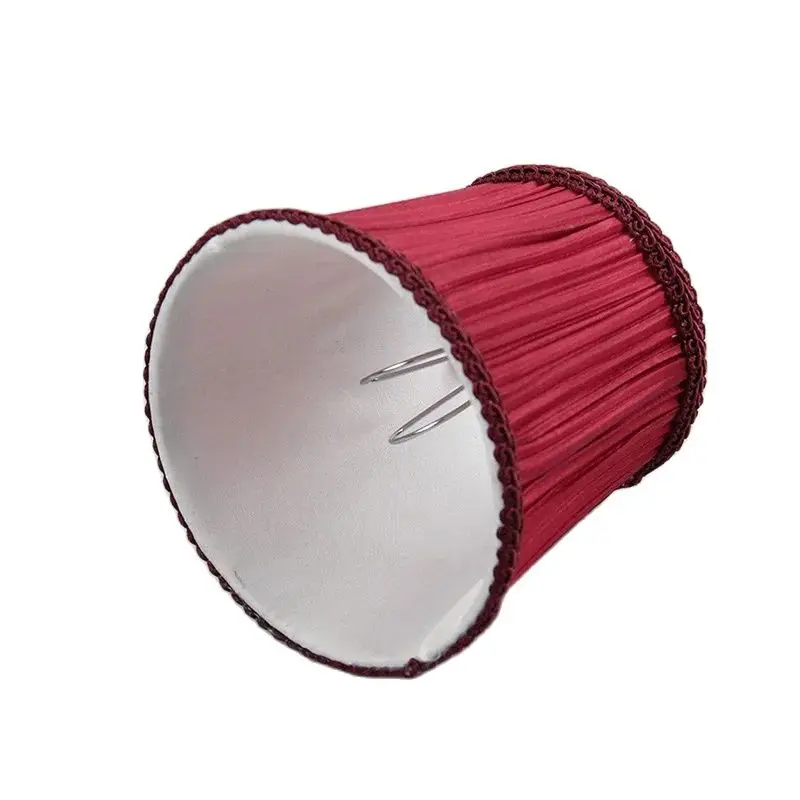 2 6 12 Wine Red Color Pleated Lace Fabric Lamp Shades,Chandelier Shades ,For Candle Bulbs Wall Lamp Lighting Accessories,Clip on