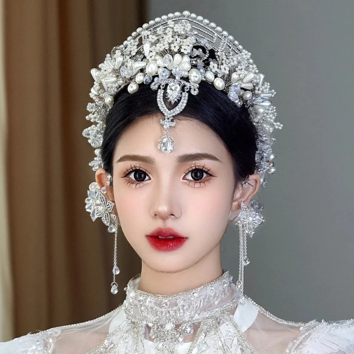 French-Style Main Yarn Crown Headdress Baroque Forehead Hair Accessory Luxury Elegant High-End Sense