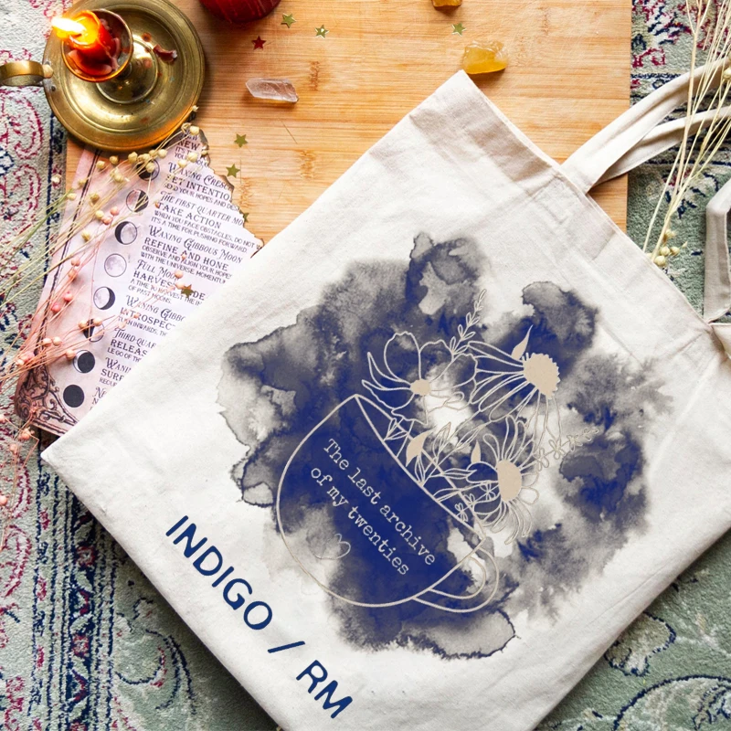 indigo rm Aesthetic Shopping Bag Totes Large Shopper Namjooning Tote Bag Canvas Tote Bag Shopping Bag Eco Friendly Bag Art Bag