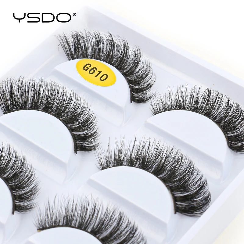 YSDO 5 Pairs Fluffy Dramatic False Eyelashes Natural Long 3D Mink Eyelashes Cruelty Free Faux Mink Lashes Wispy Lashes Makeup