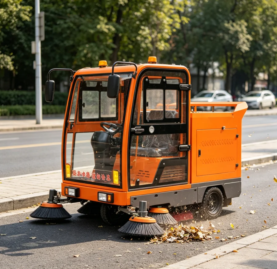 Ride-On Electric Street Sweeper with Full-Closed Garbage Bin Cleaning Truck 48v for Road and Floor Burnishing deposit