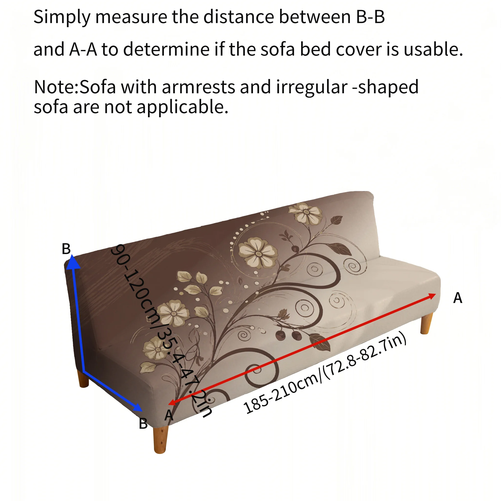 Brown tone vine man flower elastic sofa bed cover, living room sofa bed cover, dustproof machine washable sofa bed cover