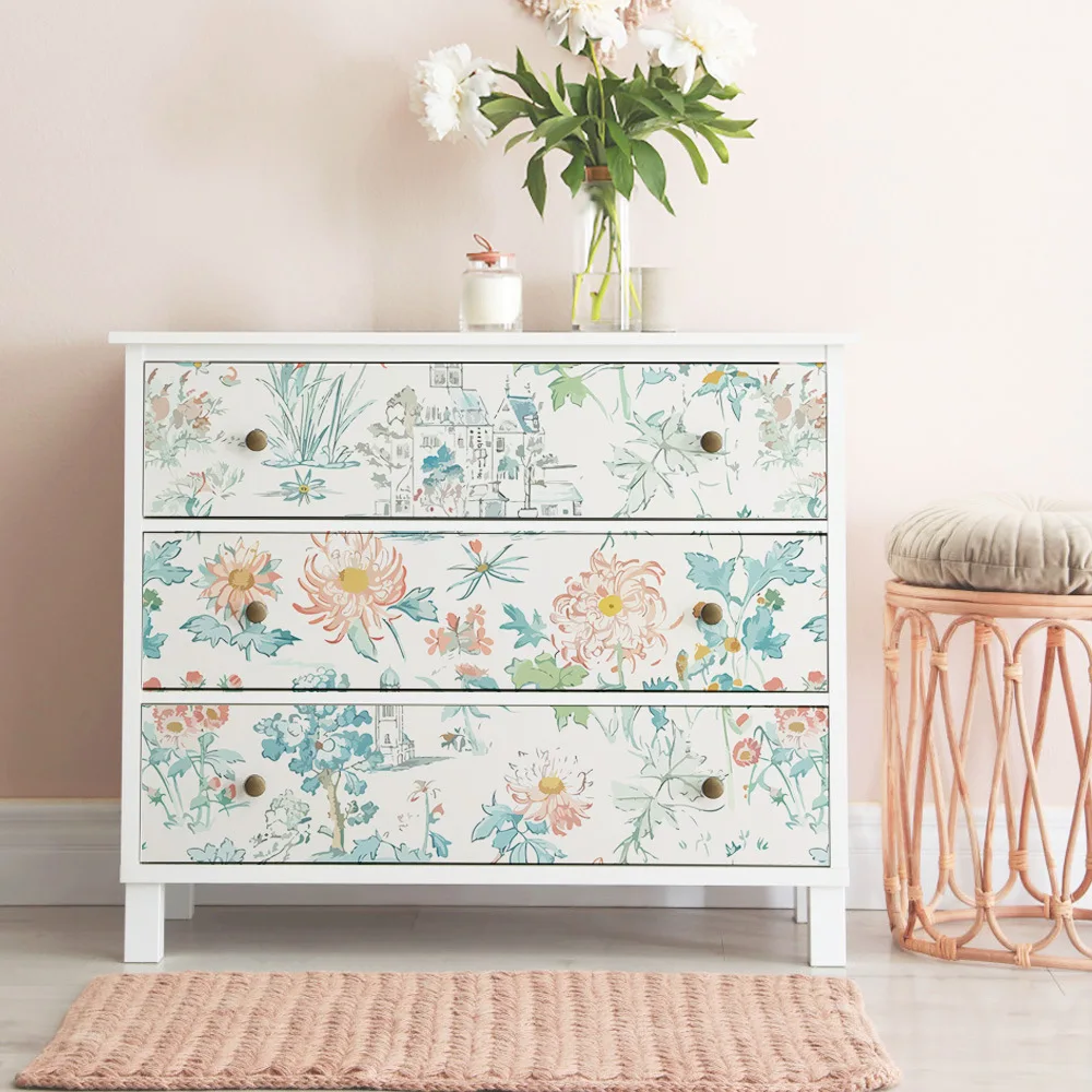 Floral Cityscape Peel and Stick Wallpaper Removable Self Adhesive Wallpaper for Girls Bedroom Living Room Decor Wall Sticker