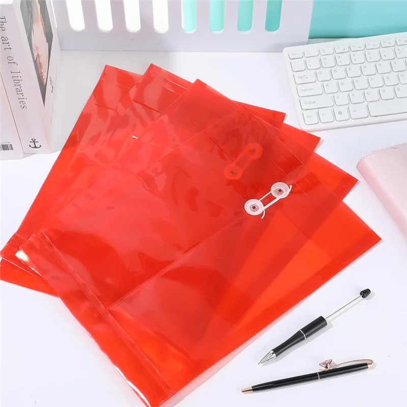 CS-For Documents A4 Plastic Envelopes Folders With Snap Closure And String Tie For School Home B