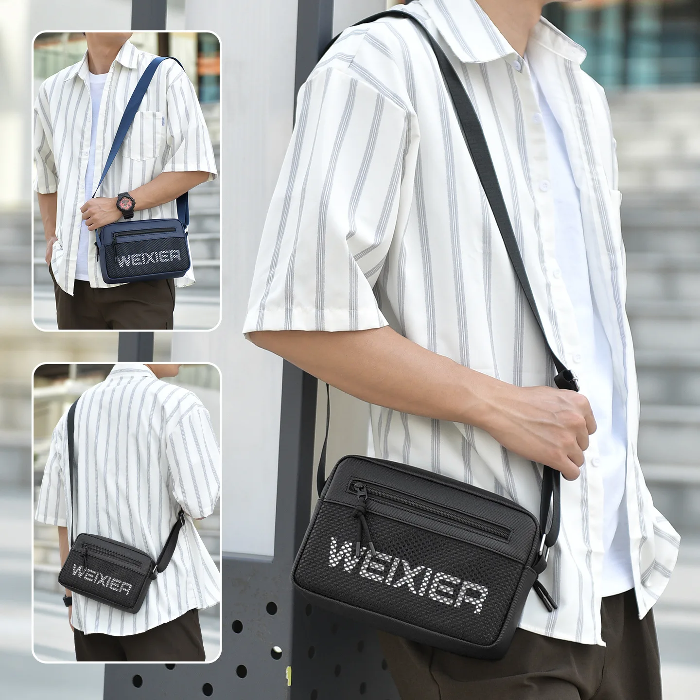 Men's crossbody single-shoulder bag, waterproof ultra-light portable small shoulder bag, travel single-shoulder backpack