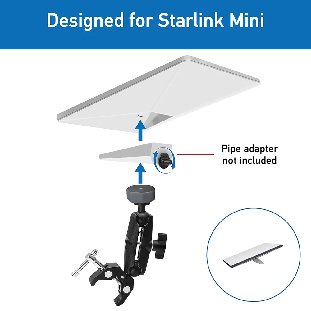 Для Starlink Mini комплект кронштейнов с зажимом, регулируемый зажим, крепление на крышу для автофургона/полюса/яхты/кемпера