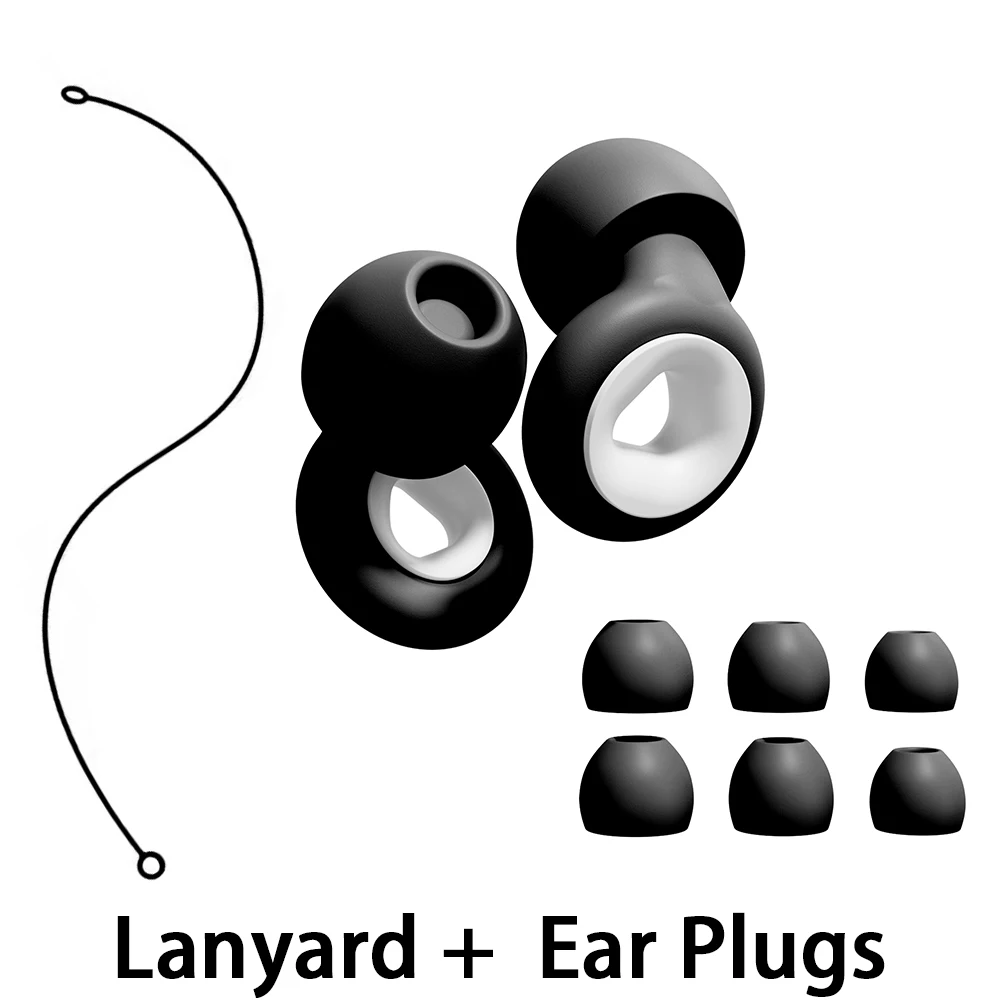 Waterproof Swimming Earplugs with Silicone Lanyard Reusable High-Fidelity Hearing Protection for Sleep Concerts