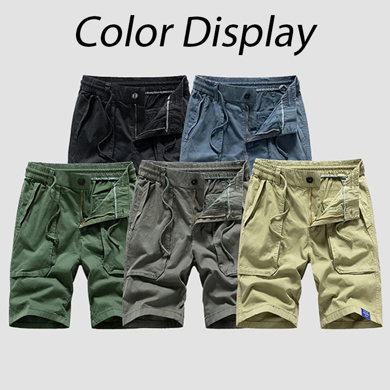 Homens Algodão Cargo Shorts 2024 Brand New Multiply Pockets Streetwear Short Pants Homens Trabalho ao ar livre Esportes Hiking Calças Dropshipping