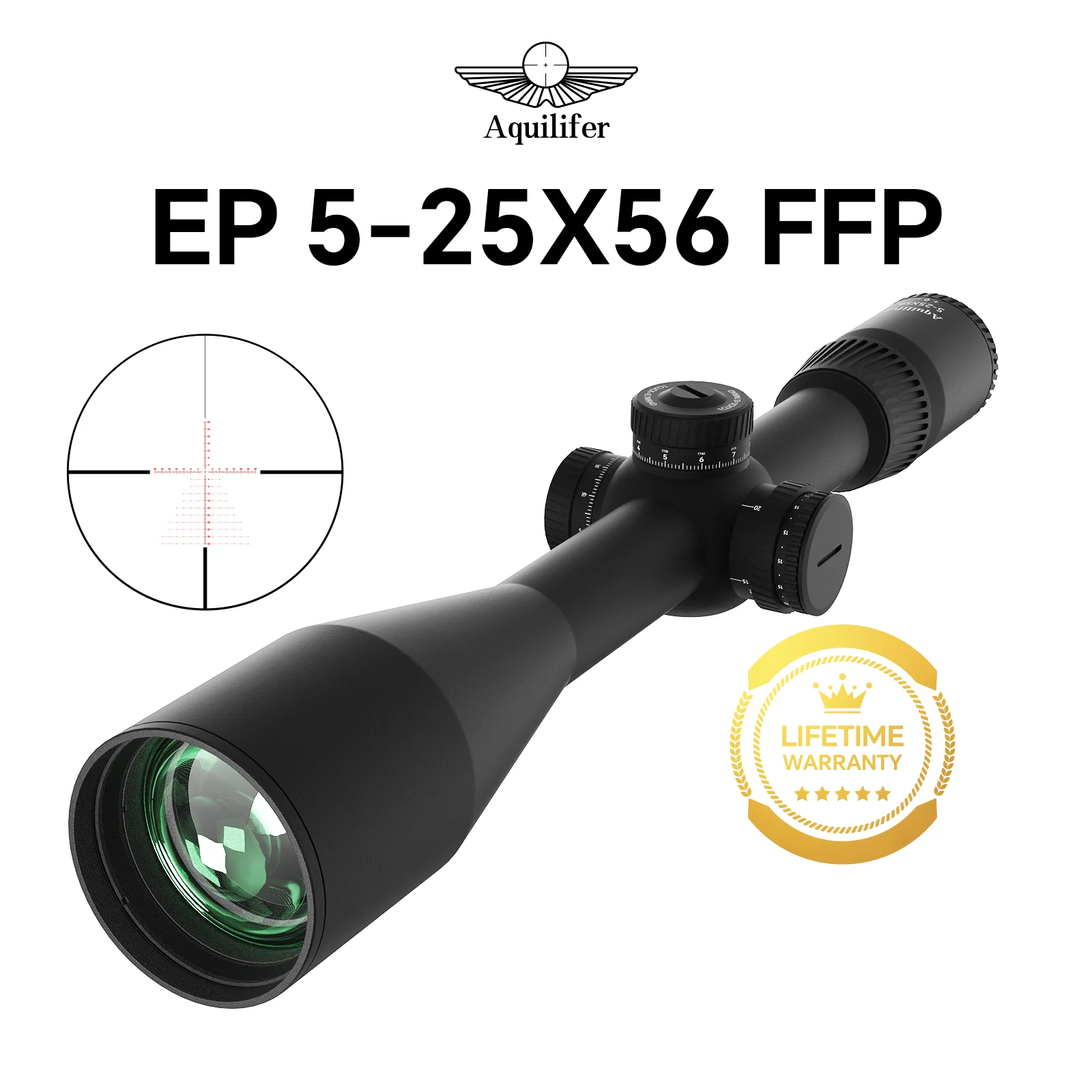Aquilifer 5-25x56 FFP Rifle Scope Long-Range Sniper Hunting Military Optical 100MOA Elevation Windage Adjustment Gun Accessories