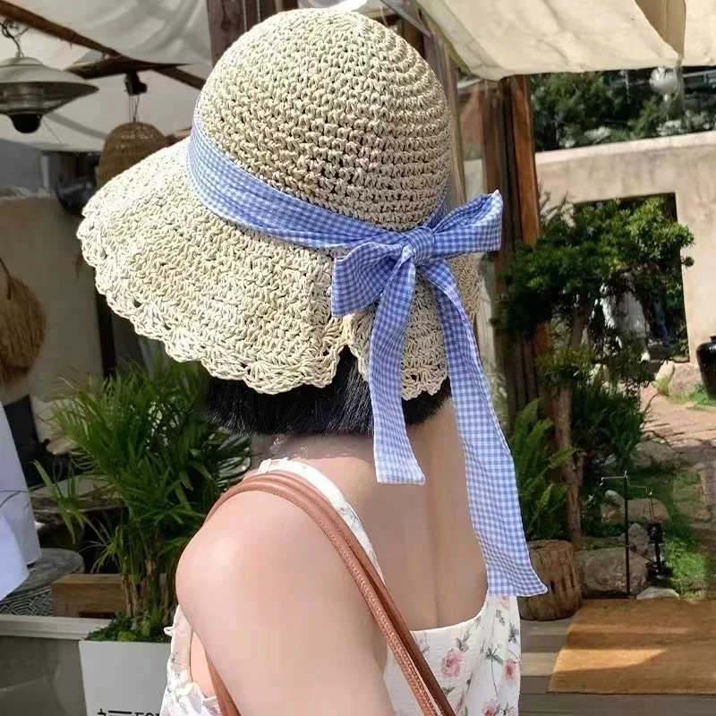 Summer Straw Bucket Hats For Women Hollow Vent Panama Cap Female Foldable Fisherman Hat Outdoor Travel Sun Protection Hats Gorro