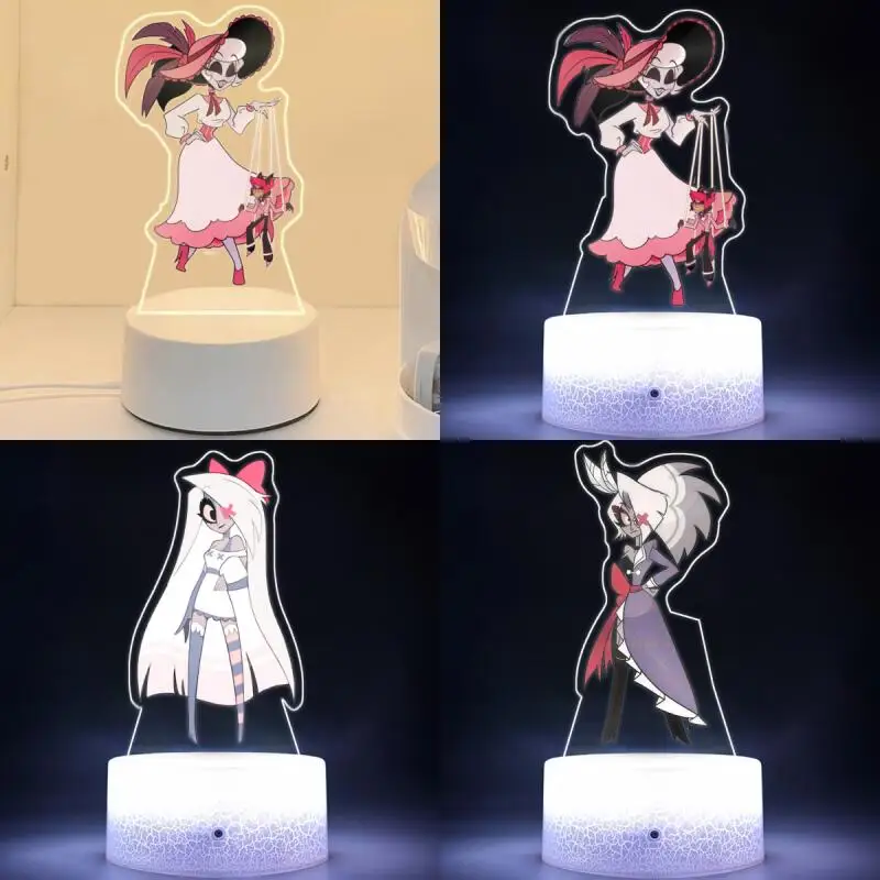 

Anime Cartoons Night Light for Hazbin Hotel Vaggie Alastor Angel Dust Monochrome Lamp Ambient Lighting Colorful Lights Gifts