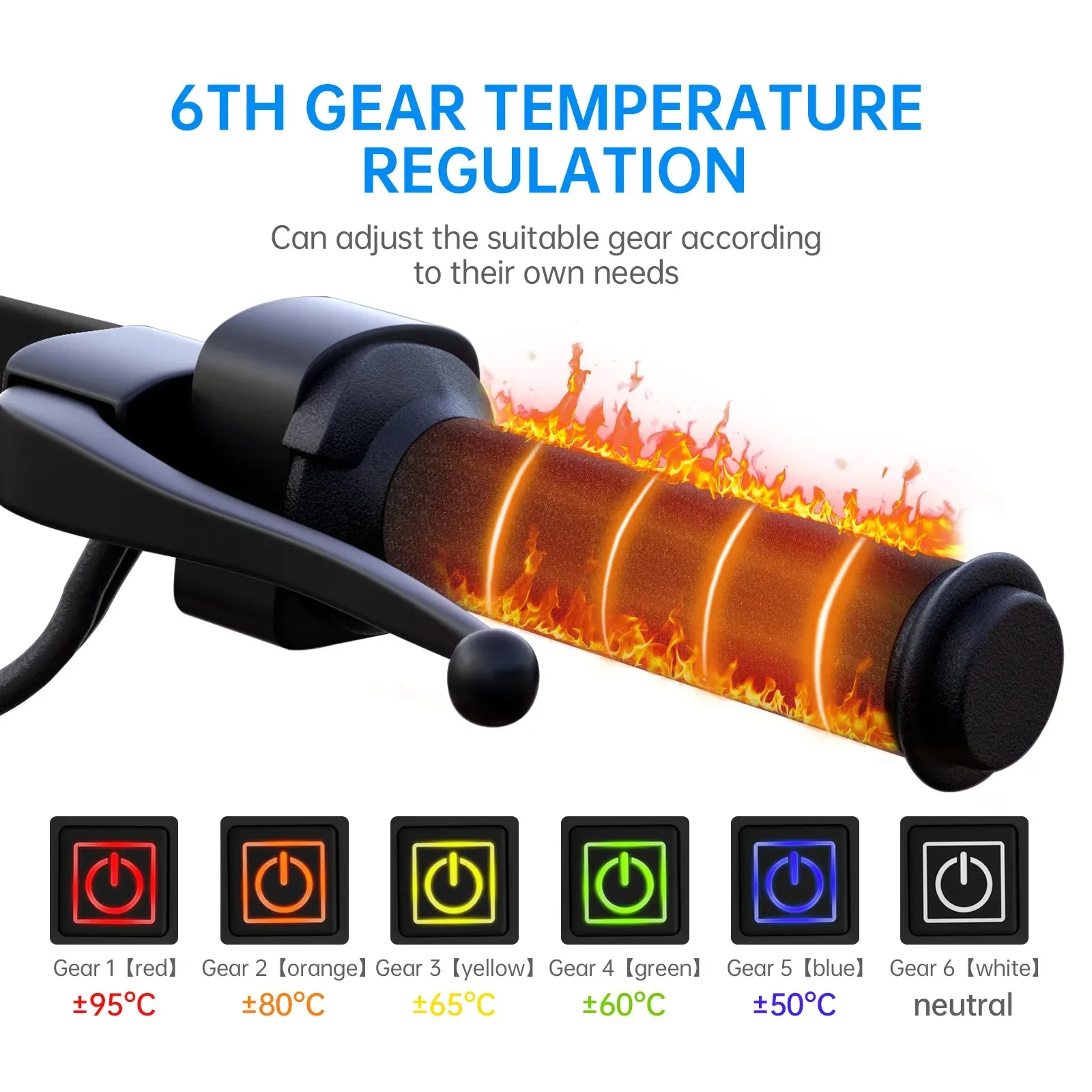 Gadpow Motorcycle Heated Handgrips 5V USB 6 Gear Warmer Electric Heated Grip Cover Anti Vibration Anti Slip Fast Heating Kits