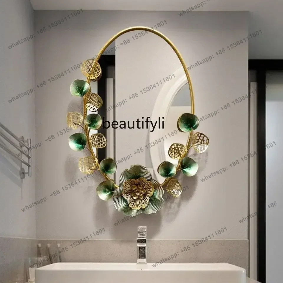 D30 Light luxury wrought iron, wall decorative mirror background static, hanging Nordic wall wall bedroom