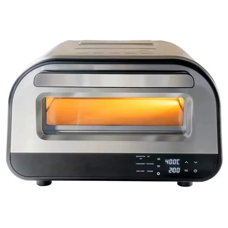 In-room pizza oven makes 12-inch pizza countertop electric pizza maker with 5 touchscreen presets in minutes
