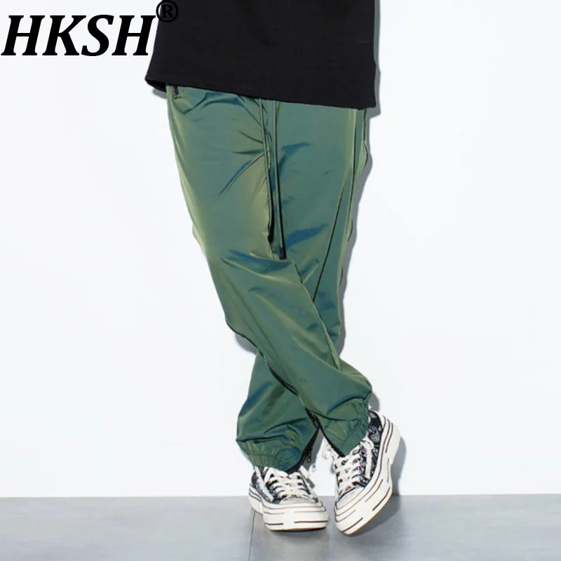 HKSH Spring Autumn New Men High Street Color Gradient Side Zipper Sports Elastic Waist Trend Pants Loose Casual Ins Coat HK18987