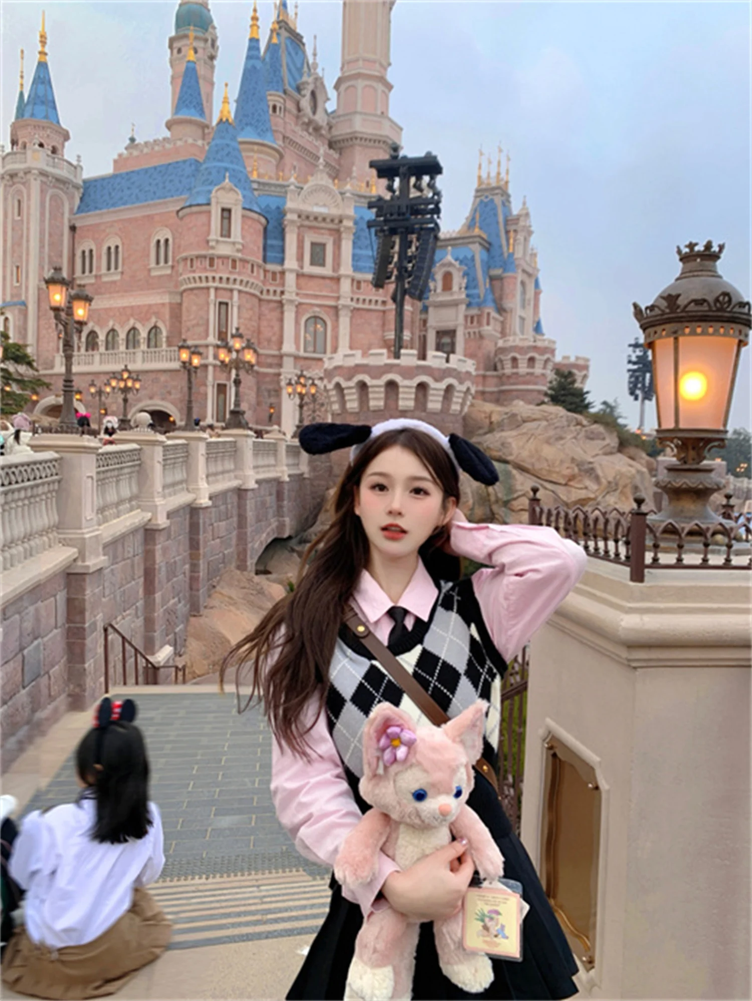   Halloween Set Pastel Roze Geruit Vest Lange irt JK orm Rok Lente Seizoen Dames Faion 8-25 Jaar oud