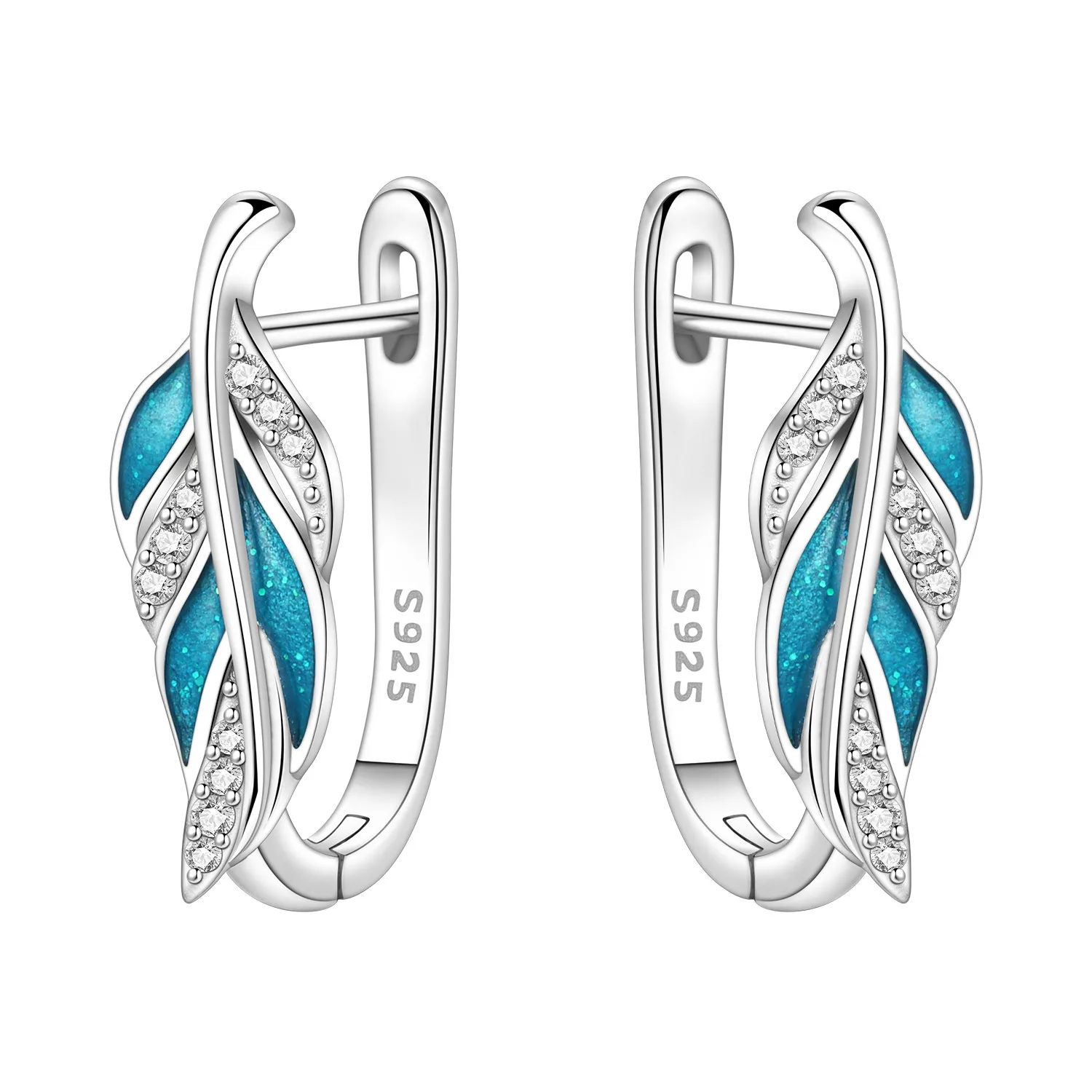 

Серьги-кольца CYCUFF S925 из стерлингового серебра с синим пером, символ удачи, женские украшения, оригинальные модные подарки на годовщину