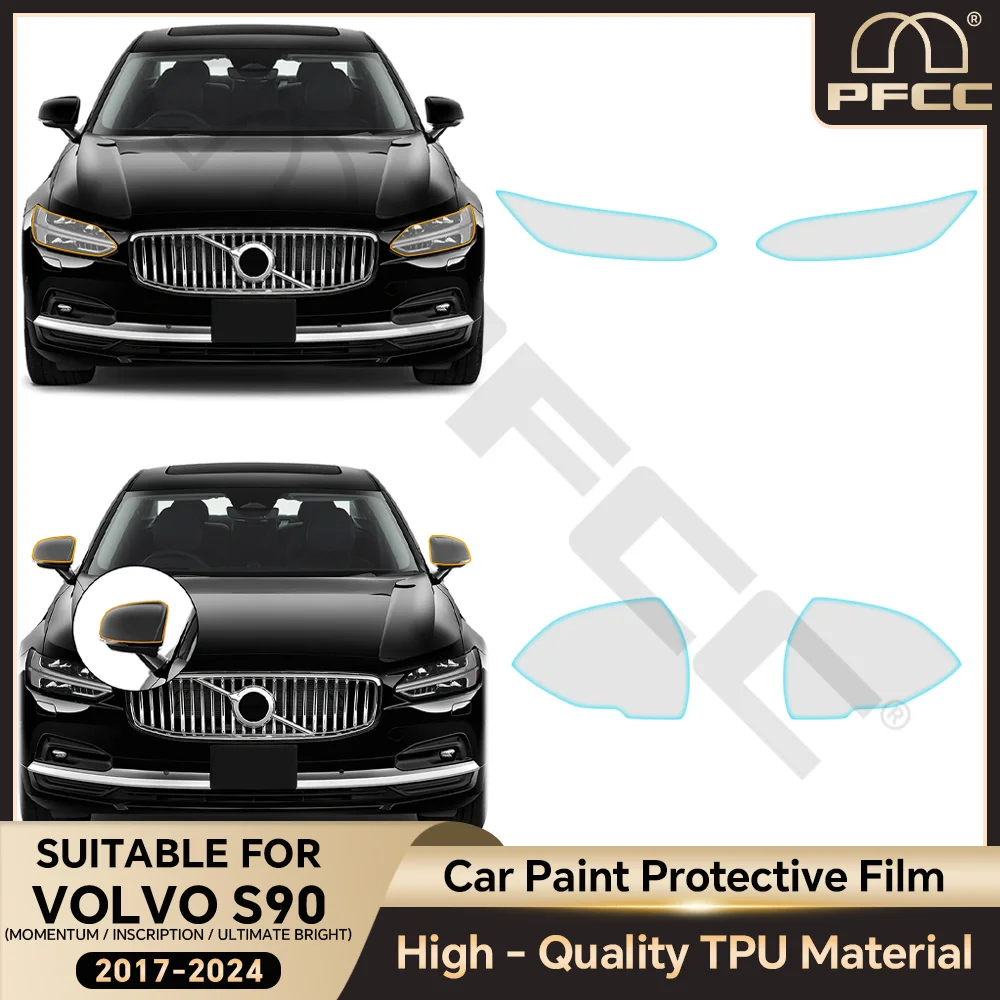 PPF For Volvo S90 2017-2024 Headlight Rearview Film B Pillars Paint Protection Film Transparent TPU Anti-scratch Repair Refit