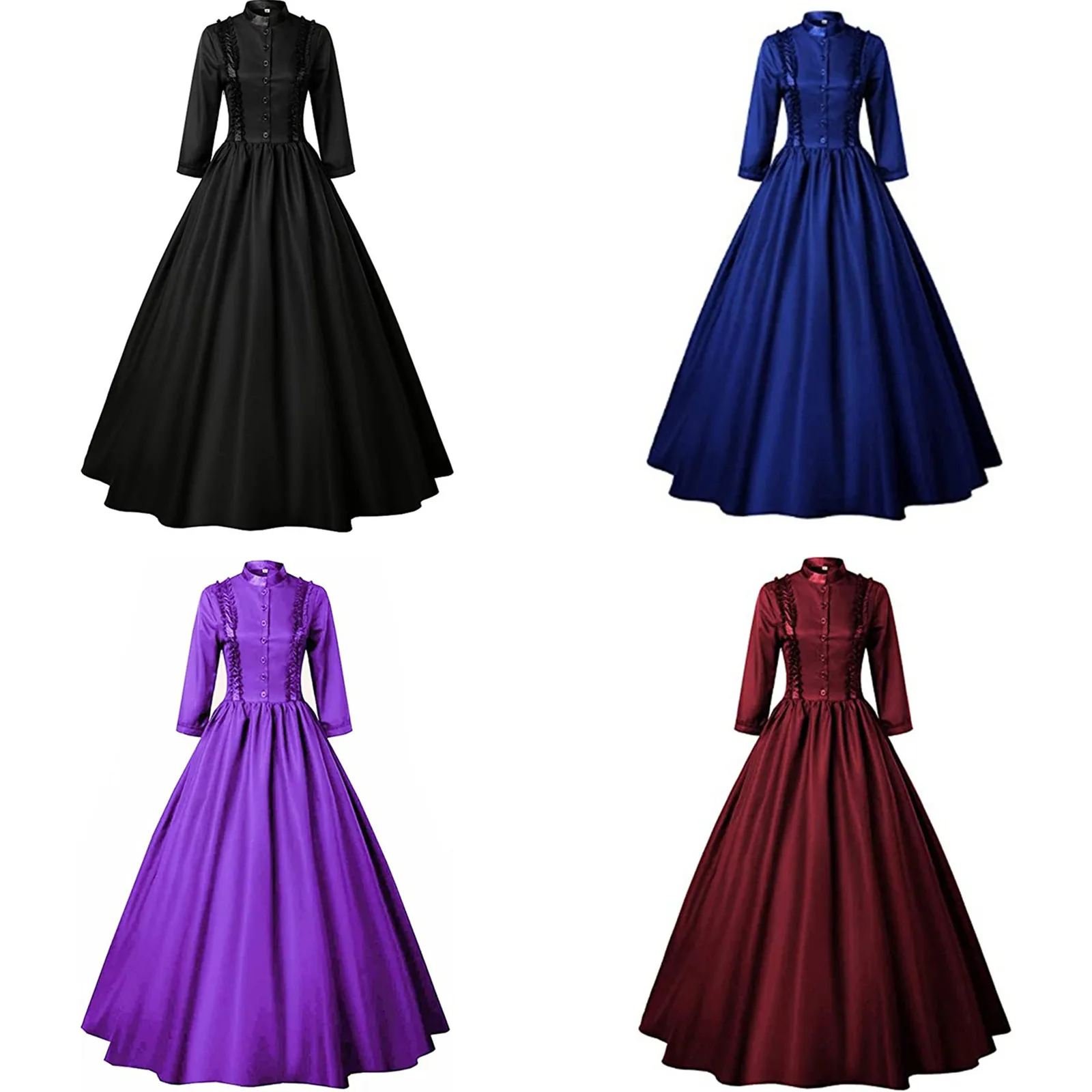 

Medieval Gothic Victorian Skirt Renaissance Dress Queen Masquerade Halloween Costumes for Women Plus Size Civil War Ball Gown