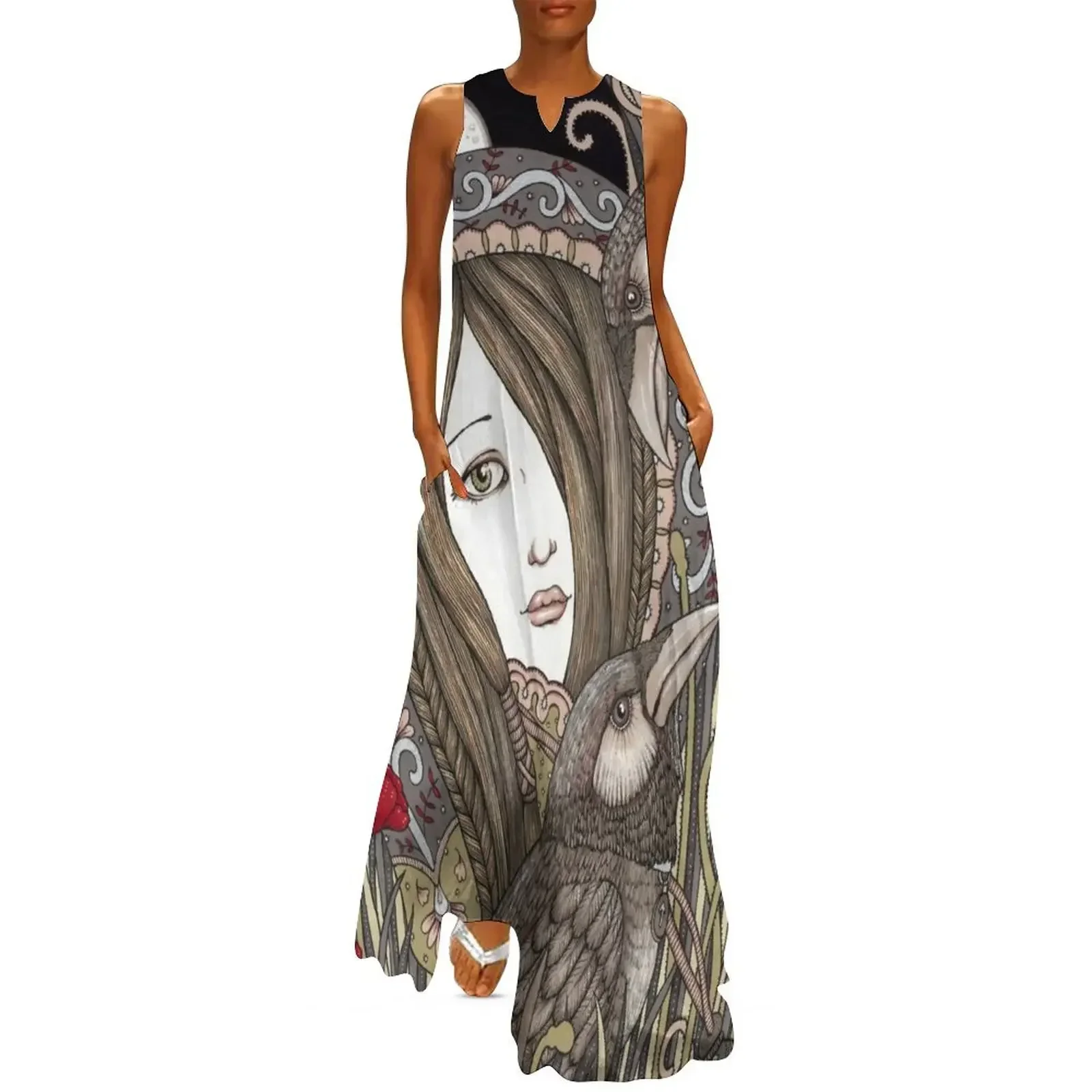 

Huginn & Muninn Long Dress Dress vintage elegant and pretty women's dresses Woman clothes summer woman dress 2025