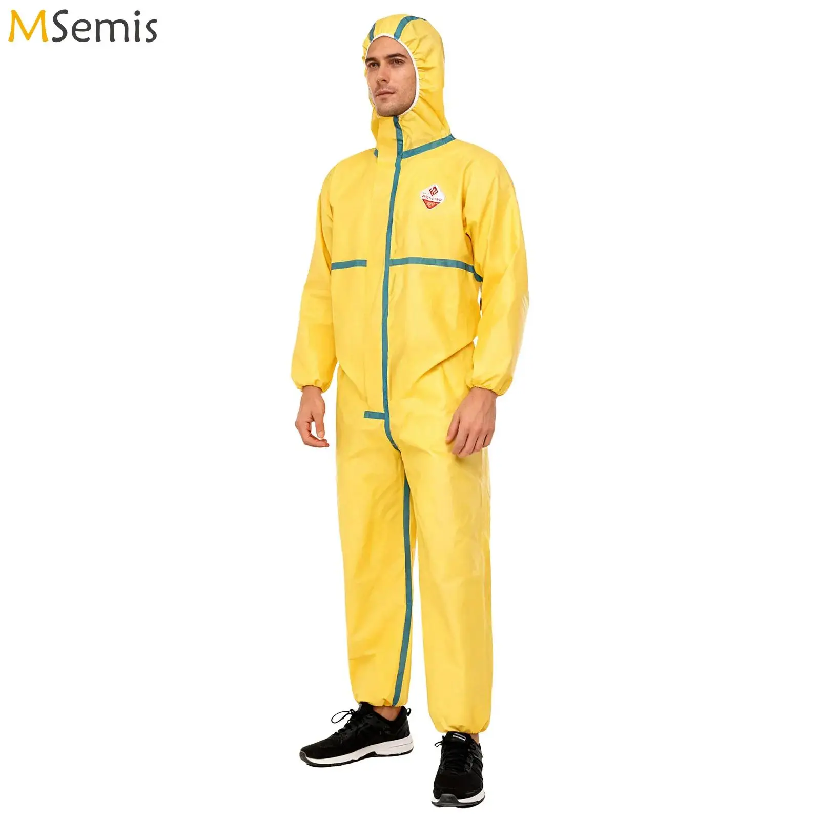 

Mens Womens Waterproof Full-body Jumpsuit Protective Hoodie Coveralls for Lab Transport Spraying Paint Halloween Cosplay Costume