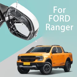For FORD Ranger car rearview mirror rain brow thickened carbon fiber texture rearview mirror rain brow
