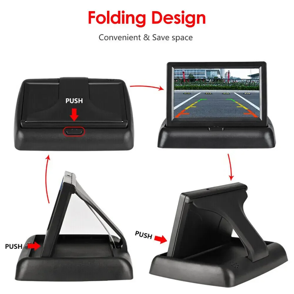 8LED long license plate camera 4.3inch HD Display lCD Monitor Full Set Parking system For Pickup Van RV Easy Installation